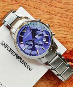 Armani Ar2453 Silver Blue Dial Metal