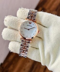 Armani Diamond Dualtone White Dial Ladies Watch