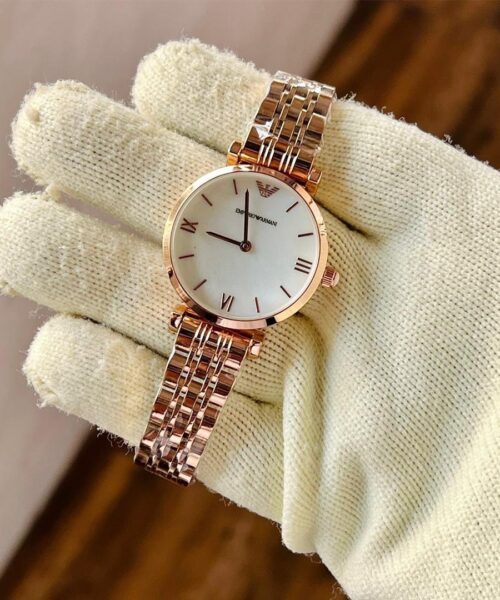Armani Dualtone White Dial Ladies Watch