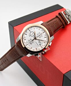 Tissot Leather Belt Brown Copper White Dial Watch