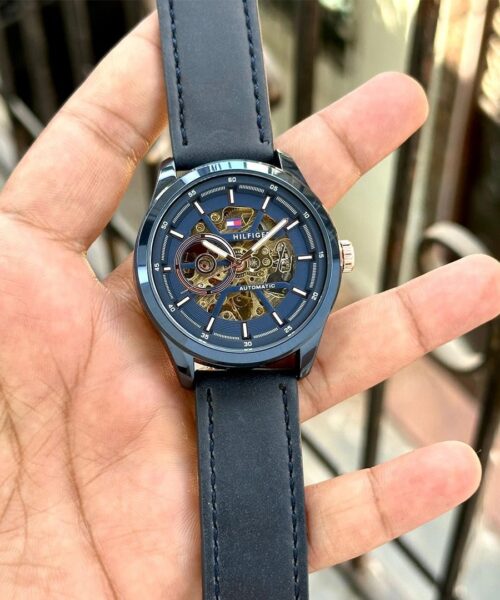 Tommy Hilfiger Blue Leather Automatic Watch