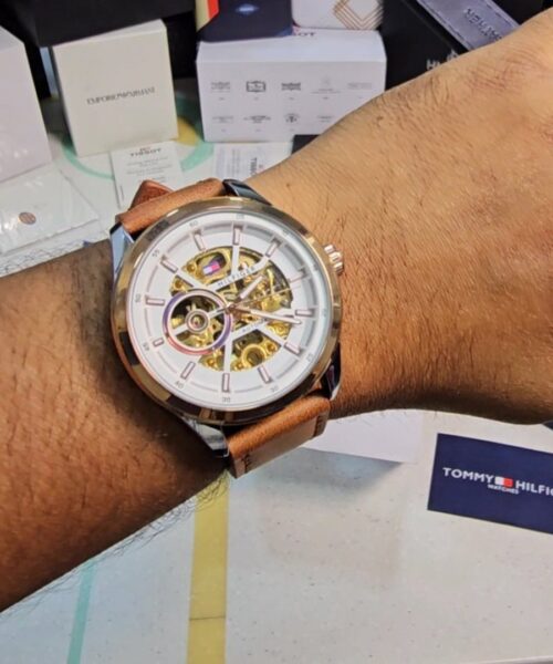 Tommy Hilfiger Brown Leather Automatic Watch